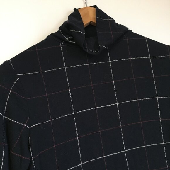 Denver Hayes Black Red White Plaid Mock Neck Viscose Long Sleeve Top XS - Picture 4 of 13